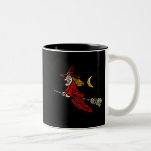 Caneca De Café Em Dois Tons Bruxa & lua do vôo