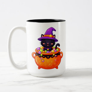 Caneca De Café Em Dois Tons Bruxa Perfeita no Caldeirão