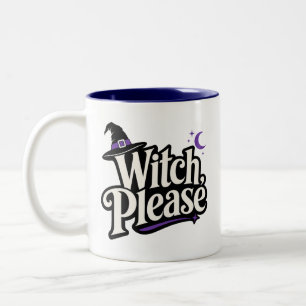 Caneca De Café Em Dois Tons Bruxa Por Favor Bruxa Engraçada