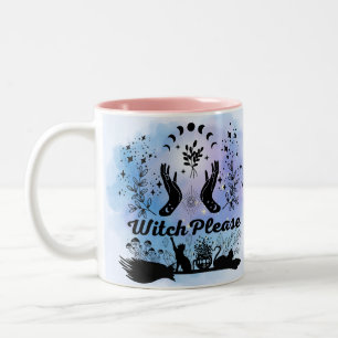 Caneca De Café Em Dois Tons Bruxa, Por Favor: Design de Magia Sassy