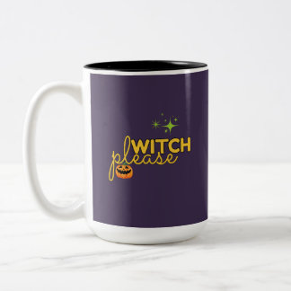 Caneca De Café Em Dois Tons Bruxa Por Favor Design Divertido de Halloween
