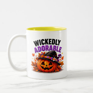 Caneca De Café Em Dois Tons Bruxamente Adorável Abóbora Mágica Bruxa Halloween