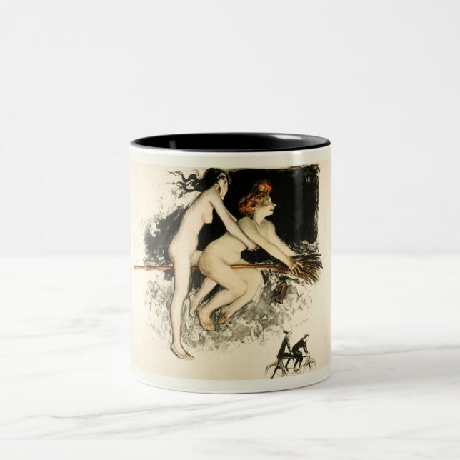 Caneca De Café Em Dois Tons Bruxas, Jean Veber, Halloween, Homem e Mulher (Centro)