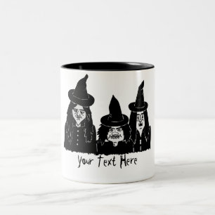 Caneca De Café Em Dois Tons bruxas pretas engraçadas assustadoras do halloween