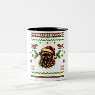 Caneca De Café Em Dois Tons Bruxelas Griffon Cachorro Cachorro Natal Xmas