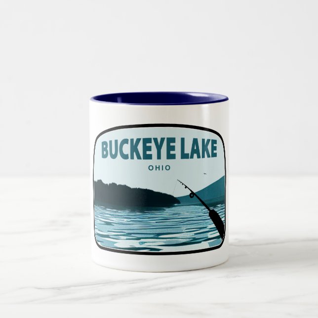 Caneca De Café Em Dois Tons Buckeye Lake Ohio Fisheries Rod (Centro)