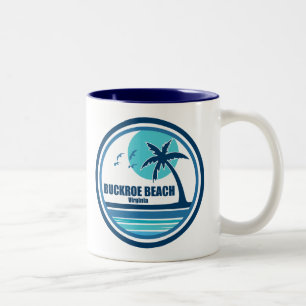 Caneca De Café Em Dois Tons Buckroe Beach Virginia Palm Tree Birds