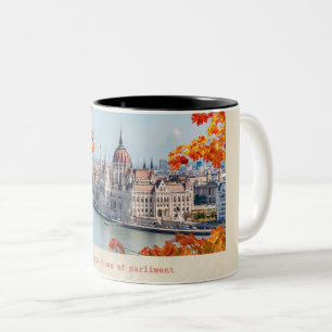 Caneca De Café Em Dois Tons budapest hungria casa vintage do parlamento