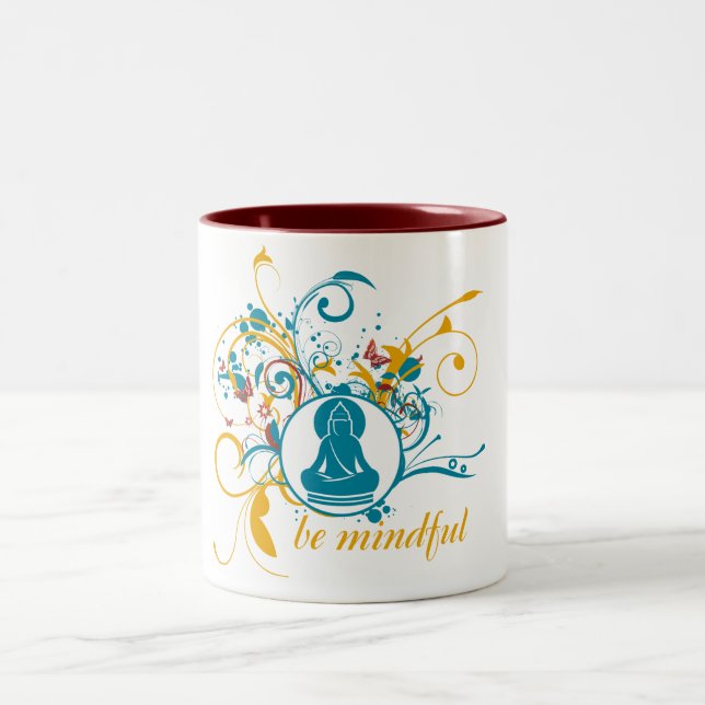 Caneca De Café Em Dois Tons Buddha seja consciente (Centro)