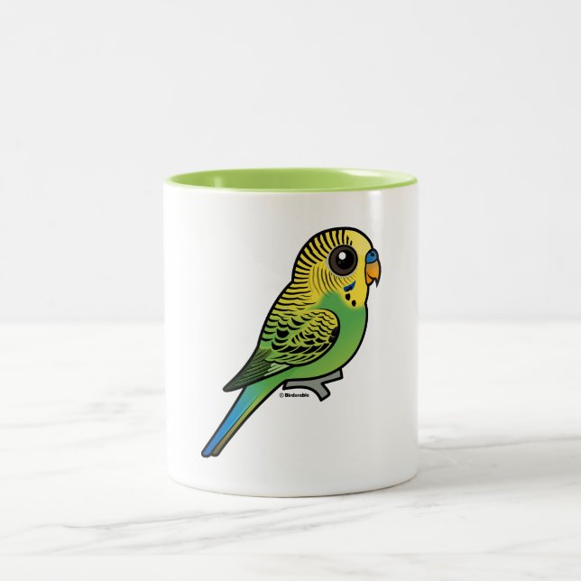 Caneca De Café Em Dois Tons Budgerigar de Birdorable (Centro)