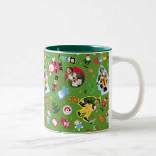 Caneca De Café Em Dois Tons Budy, o padrão dos ícones do Elf e do Natal