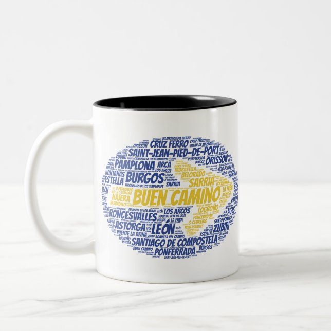 Caneca De Café Em Dois Tons Buen Camino Word Art (Esquerda)