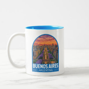 Caneca De Café Em Dois Tons Buenos Aires Argentina Viagem Art Vintage
