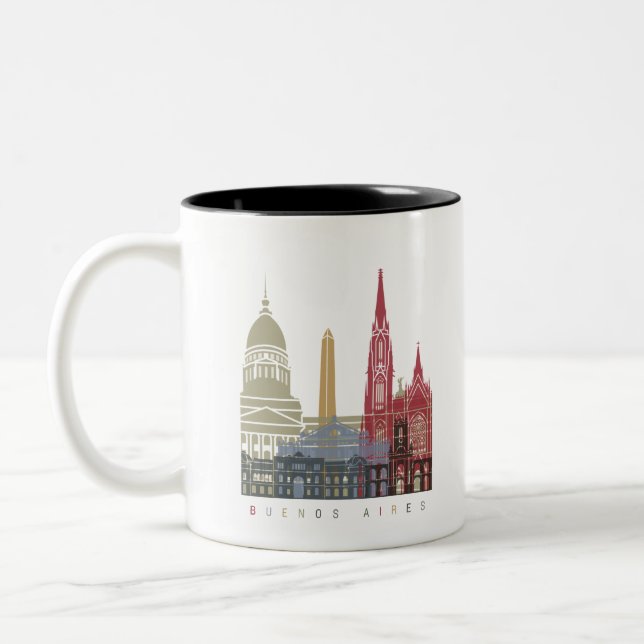 Caneca De Café Em Dois Tons Buenos Aires skyline poster (Esquerda)