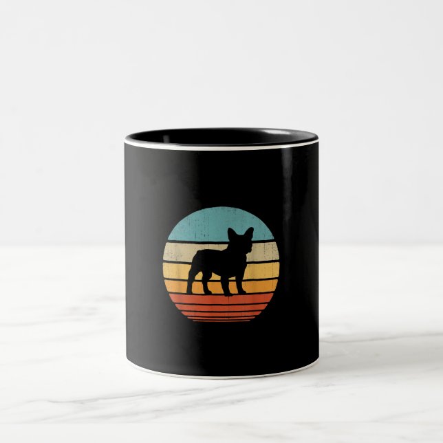 Caneca De Café Em Dois Tons buldogue francês | silhouette 60s 70s presentes cã (Centro)