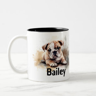 Caneca De Café Em Dois Tons Buldogue Watercolor Mug