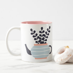 Caneca De Café Em Dois Tons Bule simples moderno com pastel vegetal