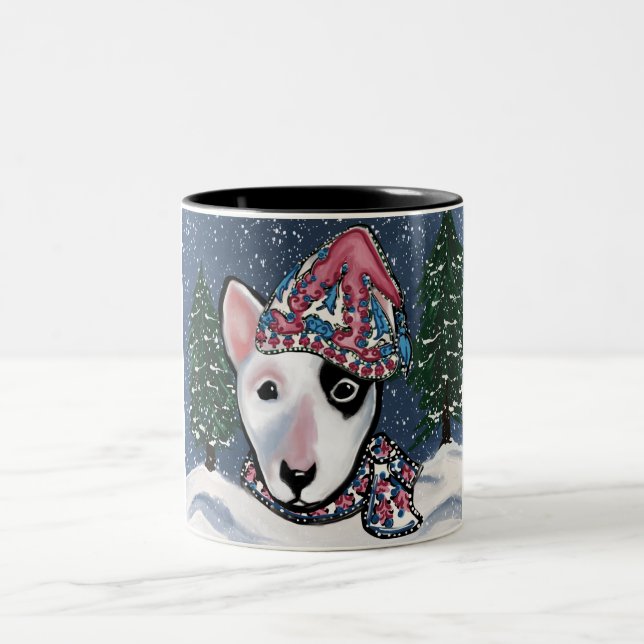 Caneca De Café Em Dois Tons Bull Terrier Miniatura (Centro)
