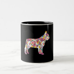 Caneca De Café Em Dois Tons Bulldog Francês Patterno de Flor Francês Bulldog