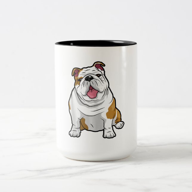 Caneca De Café Em Dois Tons BULLDOGS INGLÊS Cachorros de Bulldog Engraçados (Centro)