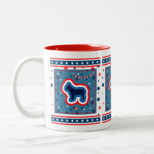 Caneca De Café Em Dois Tons Bulldogue Francês Vermelho Branco e Azul 4 de Julh