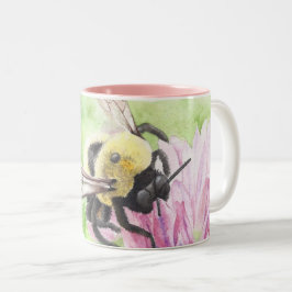 Caneca De Café Em Dois Tons Bumblebee nas Flores