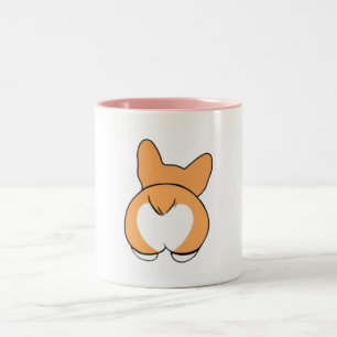 Caneca De Café Em Dois Tons Bumbum de Corgi - 2 tons