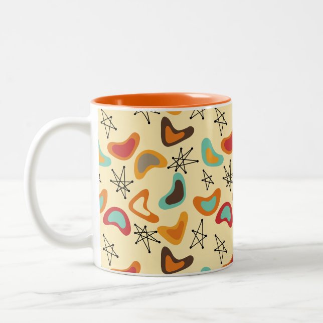 Caneca De Café Em Dois Tons Bumerangas e Estrelas (Esquerda)