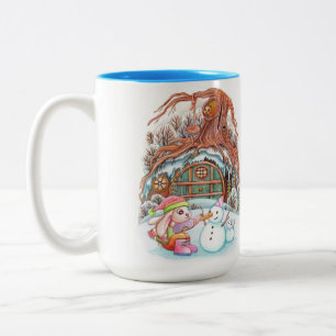 Caneca De Café Em Dois Tons Bunny e Snowman