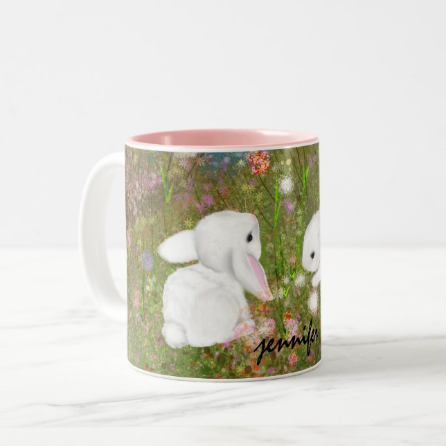 Caneca De Café Em Dois Tons Bunny Mug Personalizado (Frente Esquerda)