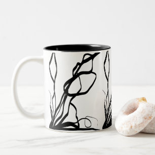 Caneca De Café Em Dois Tons Buquê Blanc: Abstrato branco e preto