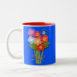 Caneca De Café Em Dois Tons Buquê De Flor Crochet, Lover Crochet,