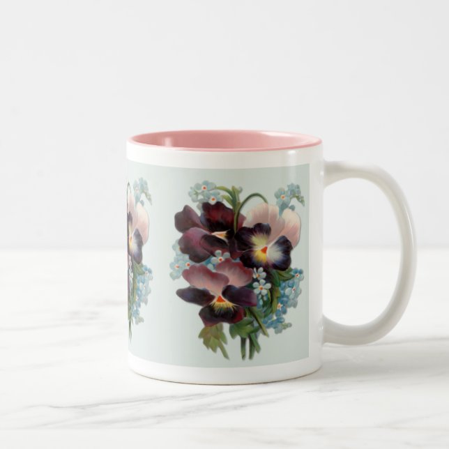 Caneca De Café Em Dois Tons Buquê Pansy (Direita)