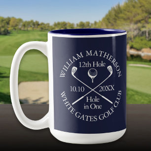 Caneca De Café Em Dois Tons Buraco de Golfe Personalizado em Azul Marinho