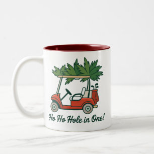 Caneca De Café Em Dois Tons Buraco de Natal Ho Ho em Um Santa de Golfe Jogando