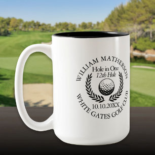 Caneca De Café Em Dois Tons Buraco de Uma Tacada Bola de Golfe e Coroa Persona