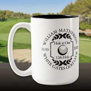 Caneca De Café Em Dois Tons Buraco em Um Golfe Personalizado Preto e Branco