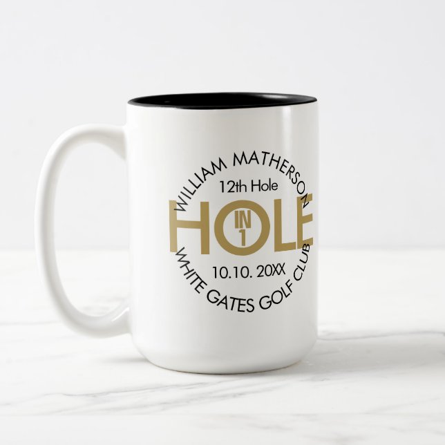 Caneca De Café Em Dois Tons Buraco em Um Moderno Preto e Dourado (Esquerda)