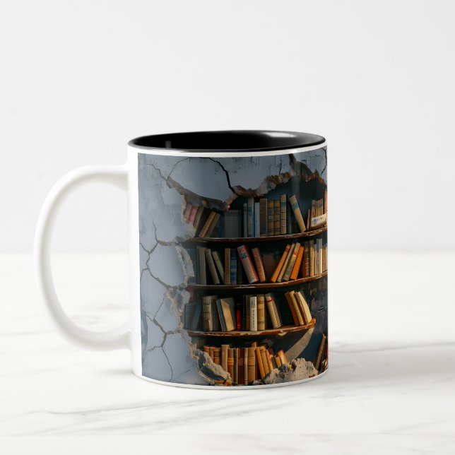 Caneca De Café Em Dois Tons Buraco na prateleira de parede 3D como (Esquerda)