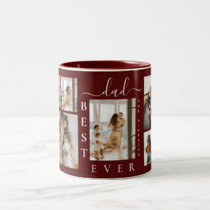Caneca De Café Em Dois Tons Burgundy da Colagem de Fotografias Personalizada 6