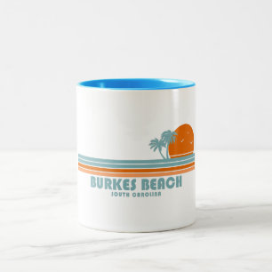 Caneca De Café Em Dois Tons Burkes Beach South Carolina Sun Palm Trees