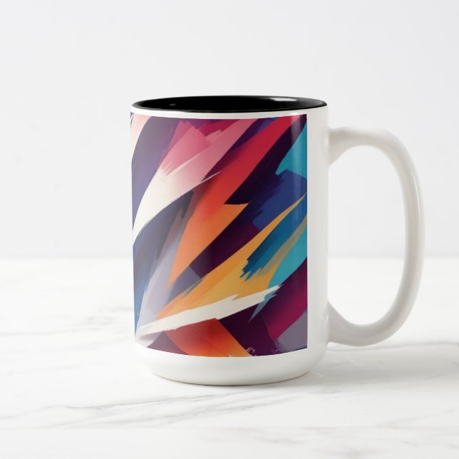 Caneca De Café Em Dois Tons Burst de Cor Geométrica Negrito (Direita)