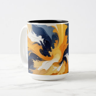 Caneca De Café Em Dois Tons Burst de Cor Geométrica Negrito