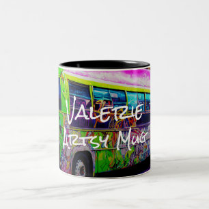 Caneca De Café Em Dois Tons Bus Street Art Abandonado