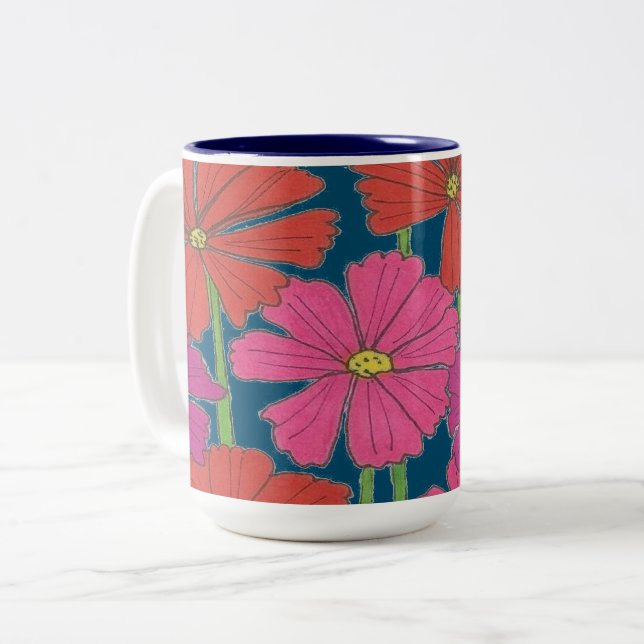 Caneca De Café Em Dois Tons Bushel do Cosmos Brilhante (Frente Esquerda)