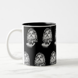 Caneca De Café Em Dois Tons Busto de mármore greco-romano clássico preto e bra