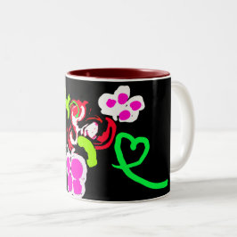 Caneca De Café Em Dois Tons Butterflies and Roses valentine 
