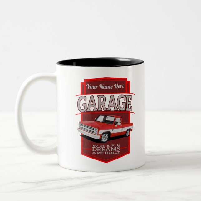 Caneca De Café Em Dois Tons c10 de garagem retrô personalizada (Esquerda)