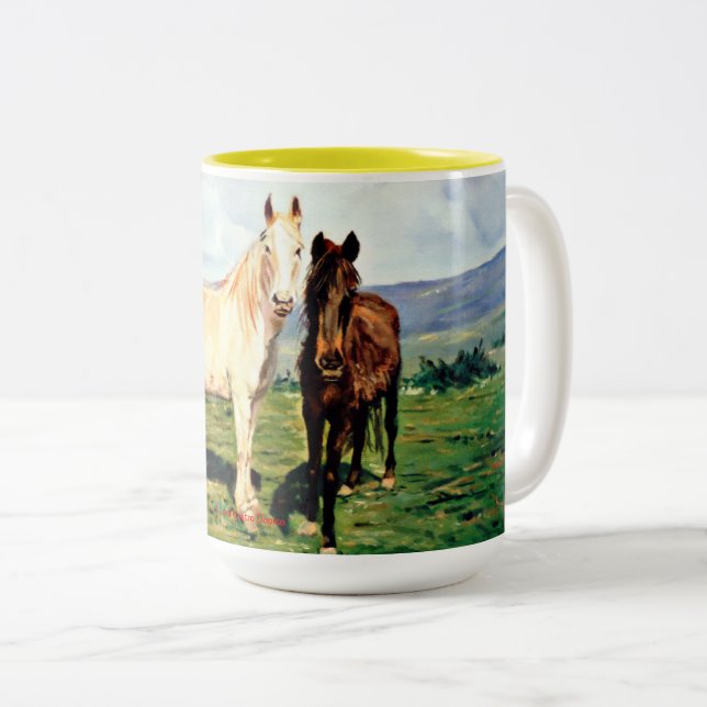 Caneca De Café Em Dois Tons Caballos (Frente Esquerda)
