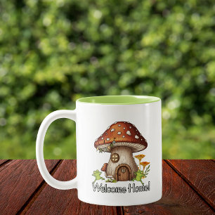 Caneca De Café Em Dois Tons Cabana de Cogumelo Encantado